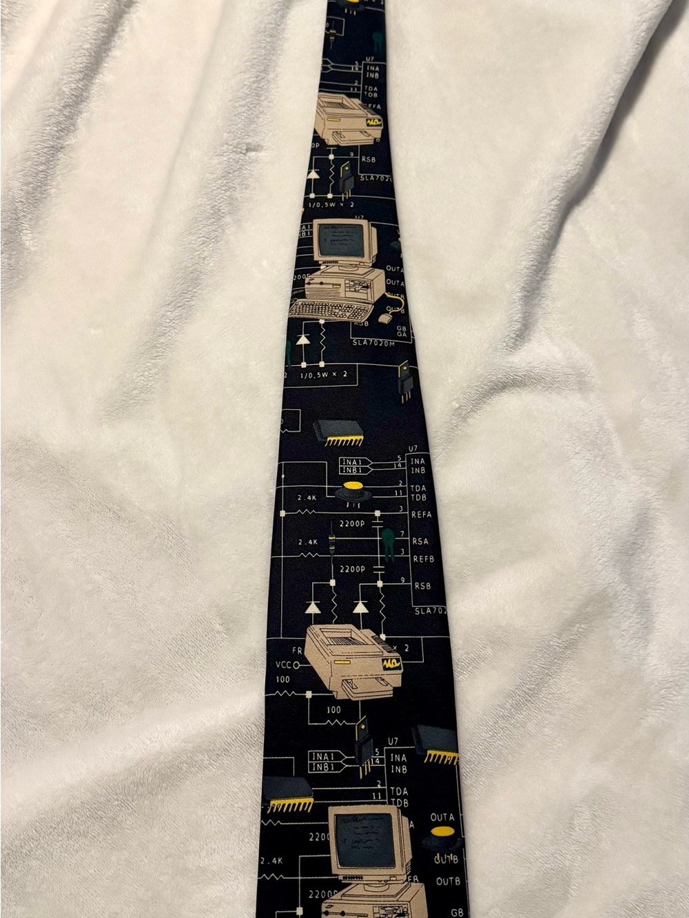Black Novelty Computer Circuit Pattern Tie